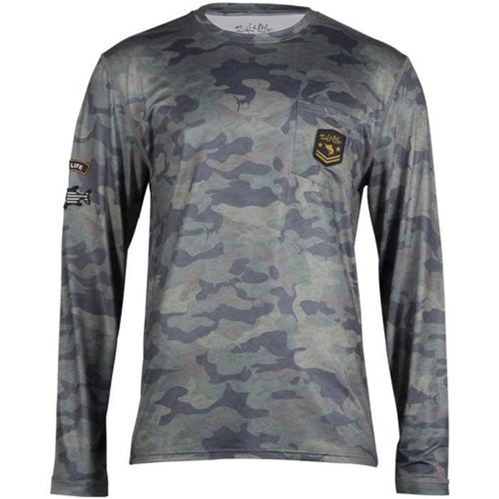 Salt Life Long Sleeve SLX Tee Rogue Army Camo Fishing Shirt- Men’s Small - Picture 9 of 9